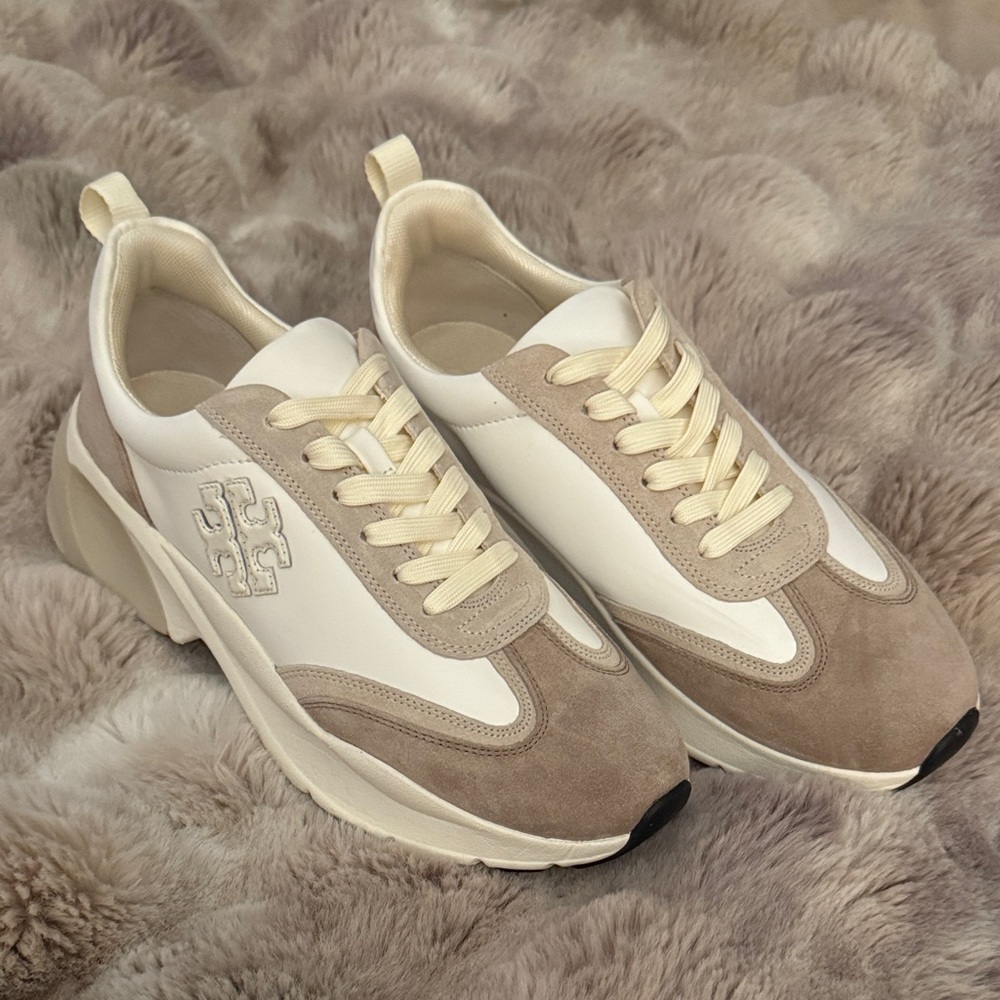 Tory Burch Beige and White Sneakers